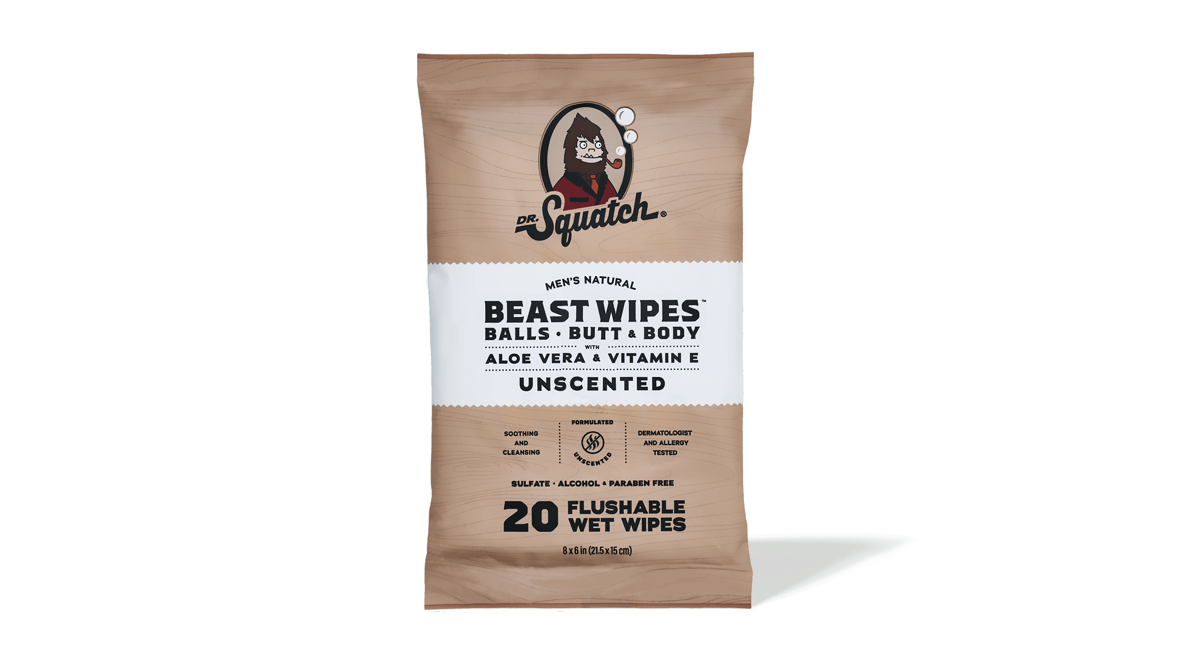 Dr. Squatch Unscented Wipes packaging